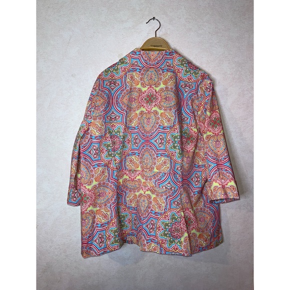 Charter Club Woman Acanthus Geometric Floral Plus Size 2x Button Up Jacket - Picture 2 of 3